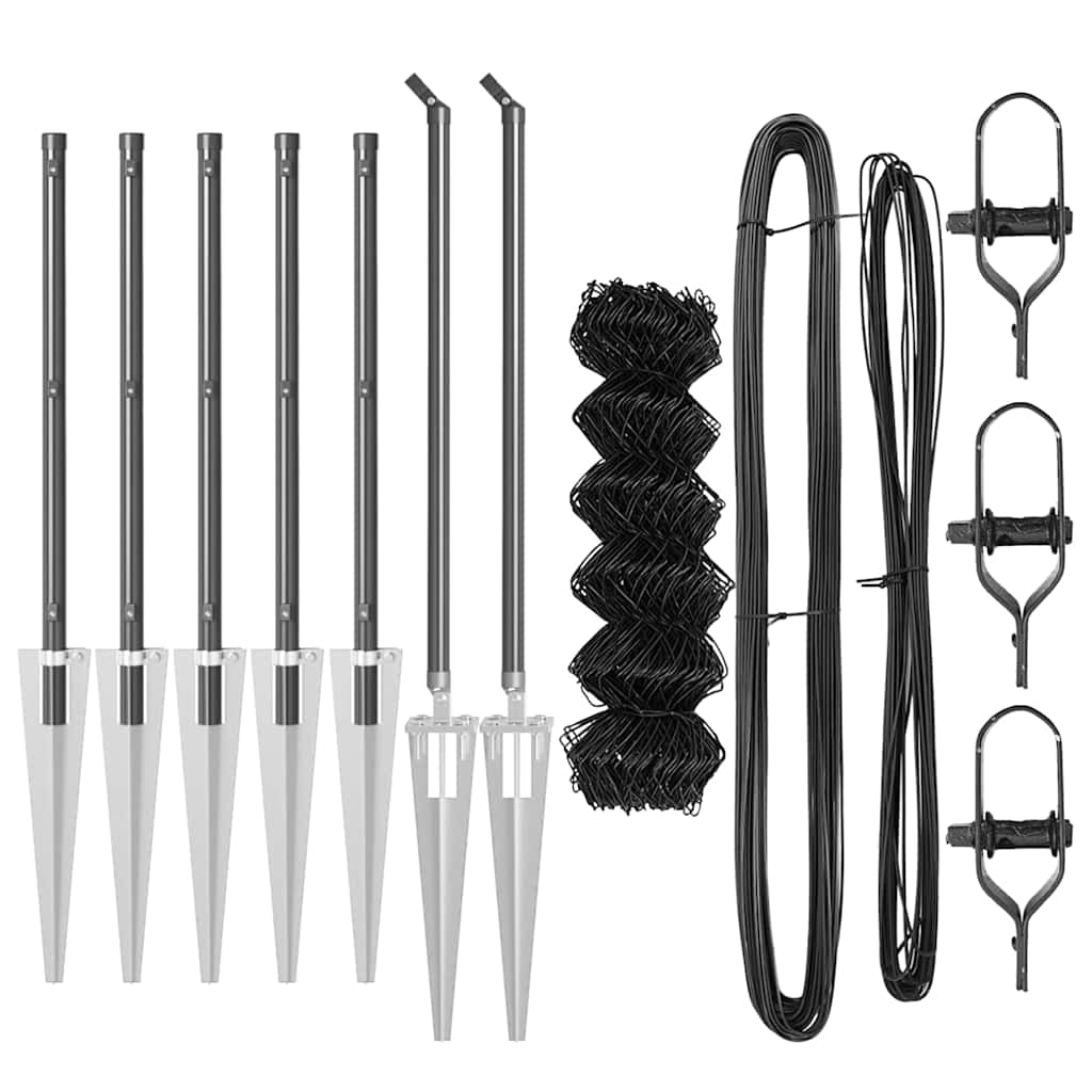 Kettengliedzaun mit Pfosten Grau 0,4 x 10 m Stahl